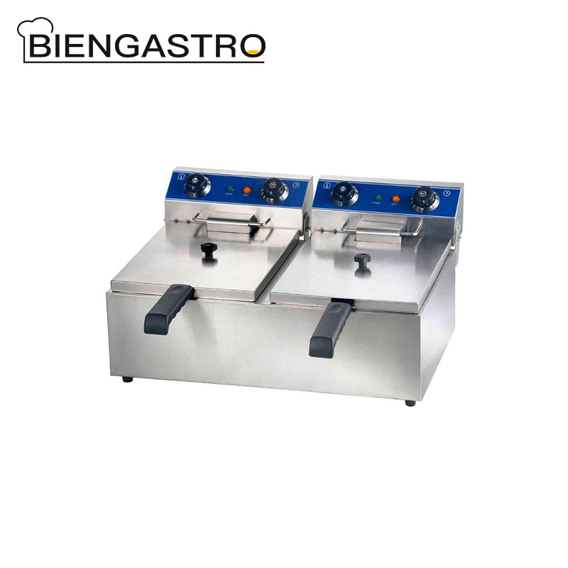 Commercial Double Tanks Electric Fryer with Valve