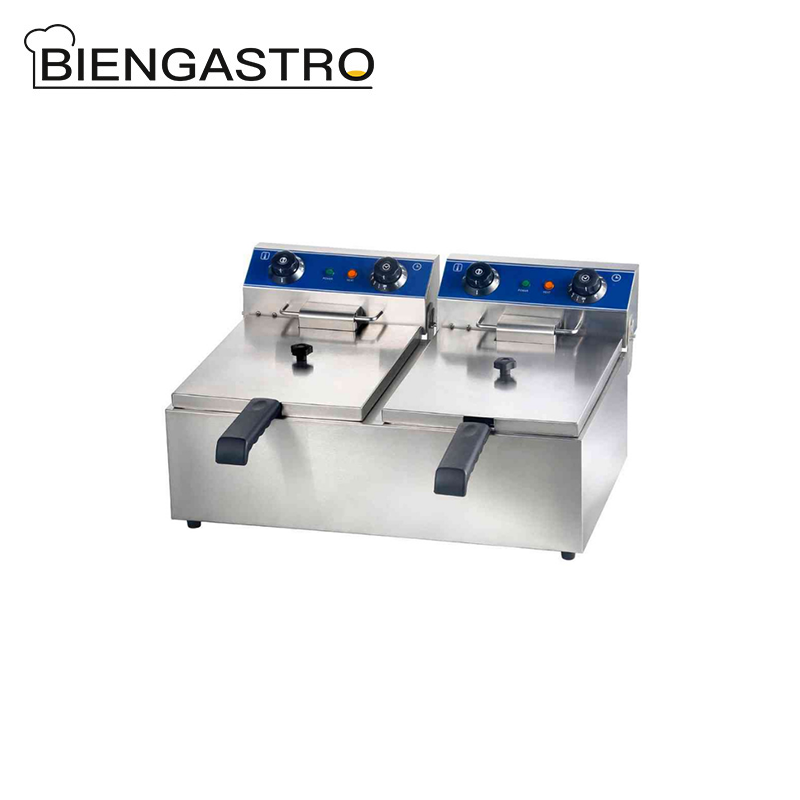 Commercial Double Tank Electric Fryer with Timer