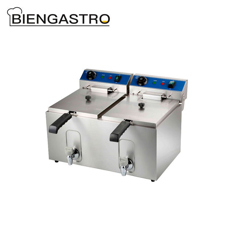 Double Tanks Electric Fryer with Tap