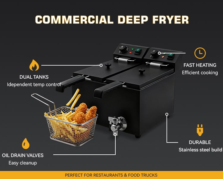 electric deep fryer, commercial deep fryer, potato deep fryer,