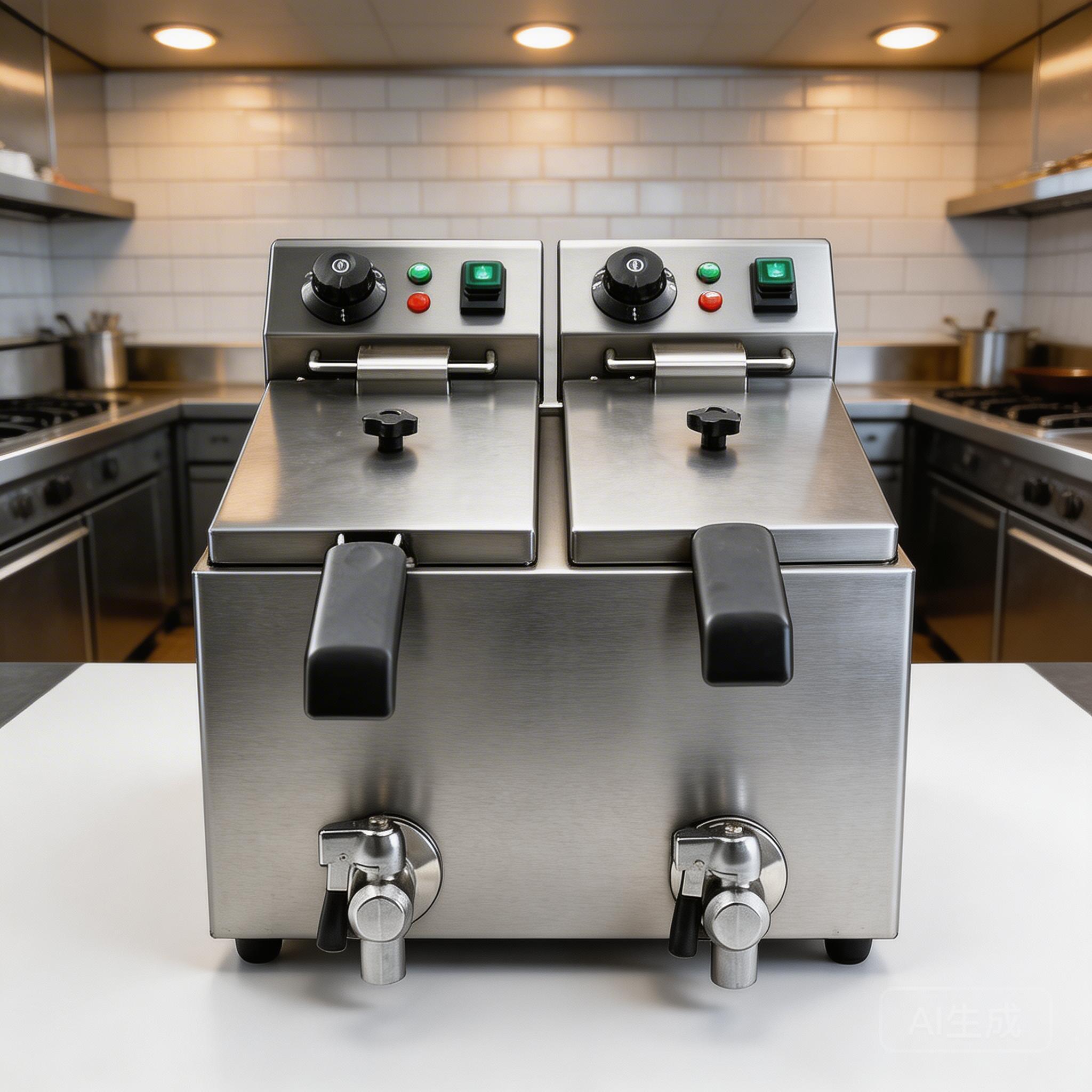 Commercial gas fryer safety features like flame failure and temperature control