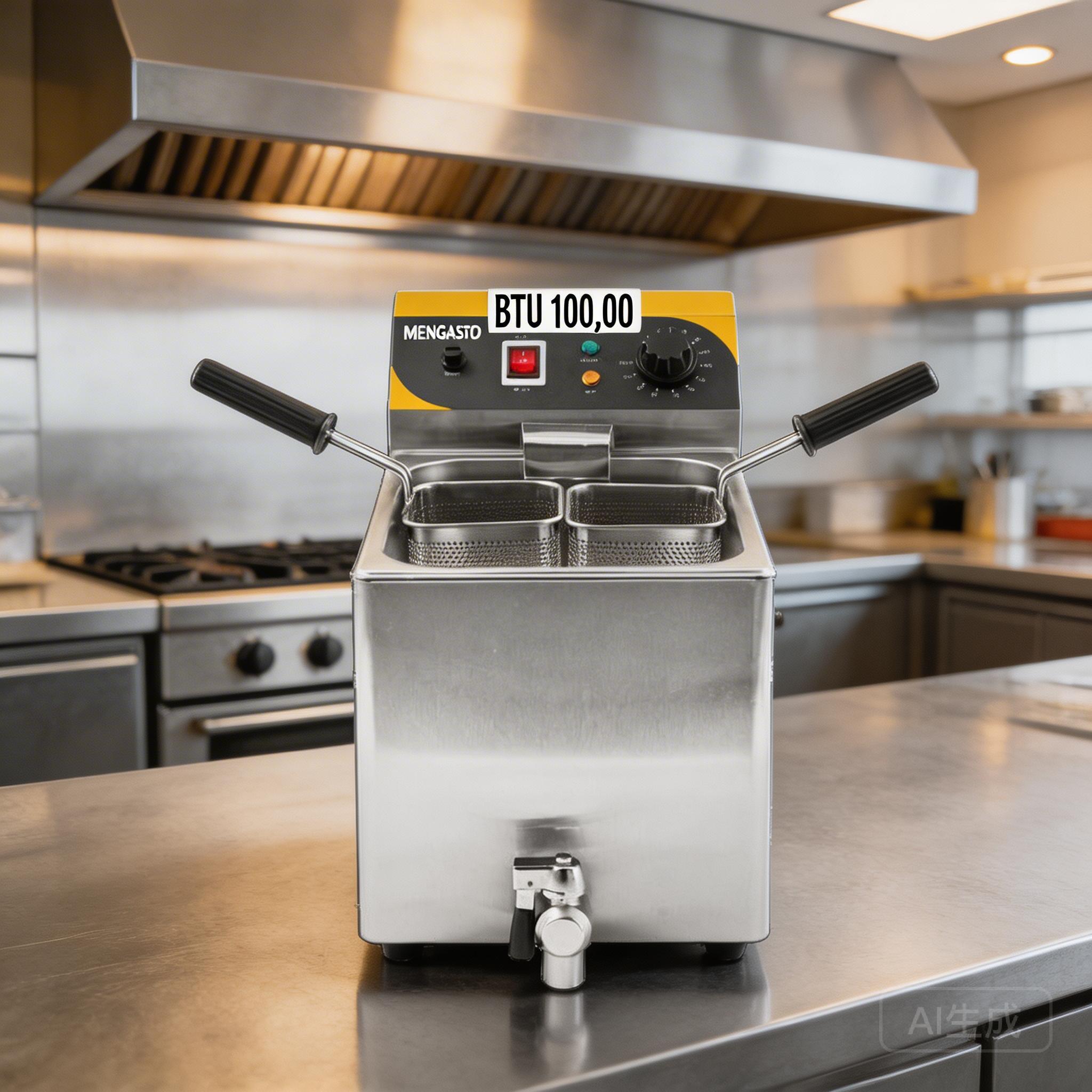 Energy-efficient commercial gas fryer with BTU rating