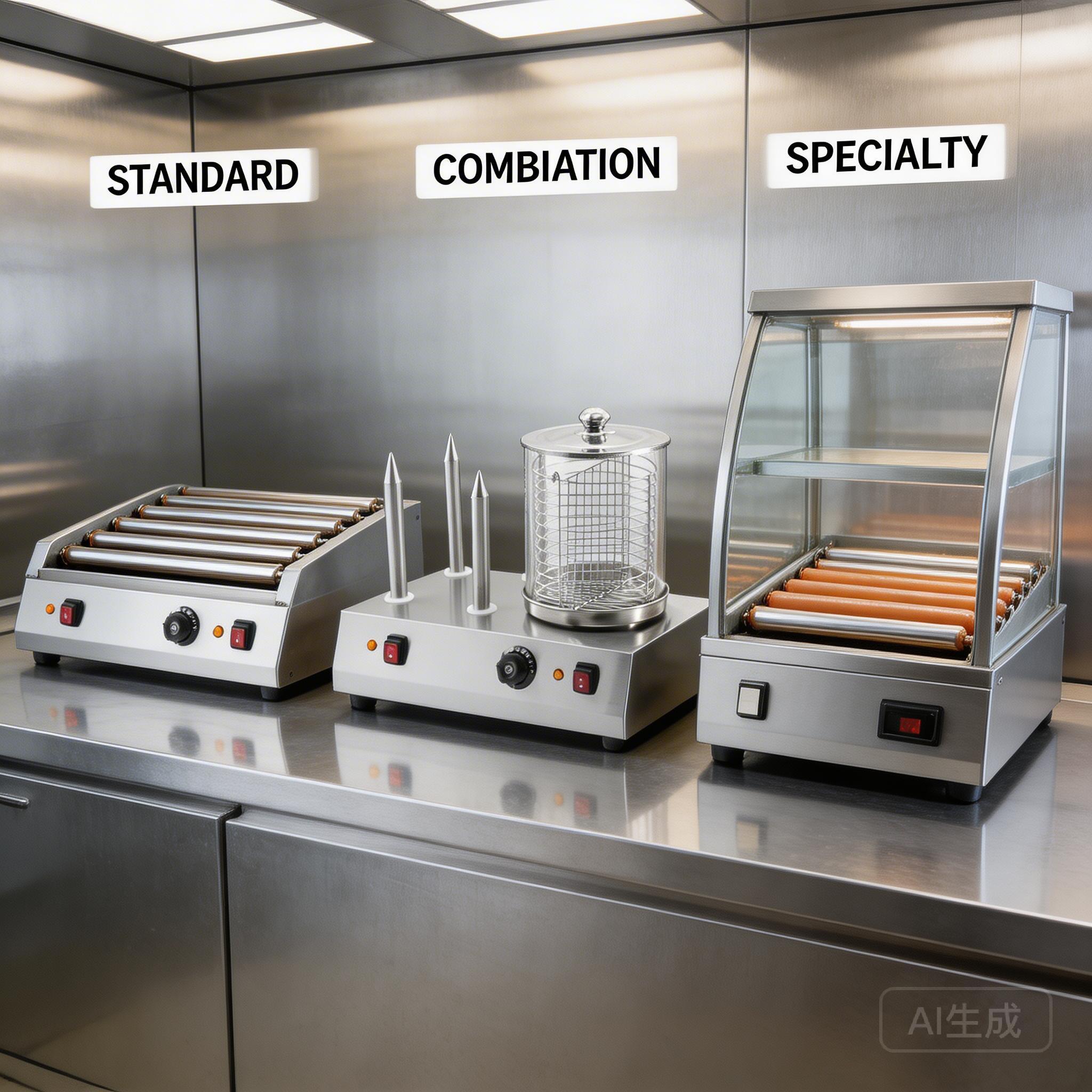 Hot dog roller grill types: standard, combination, and specialty models