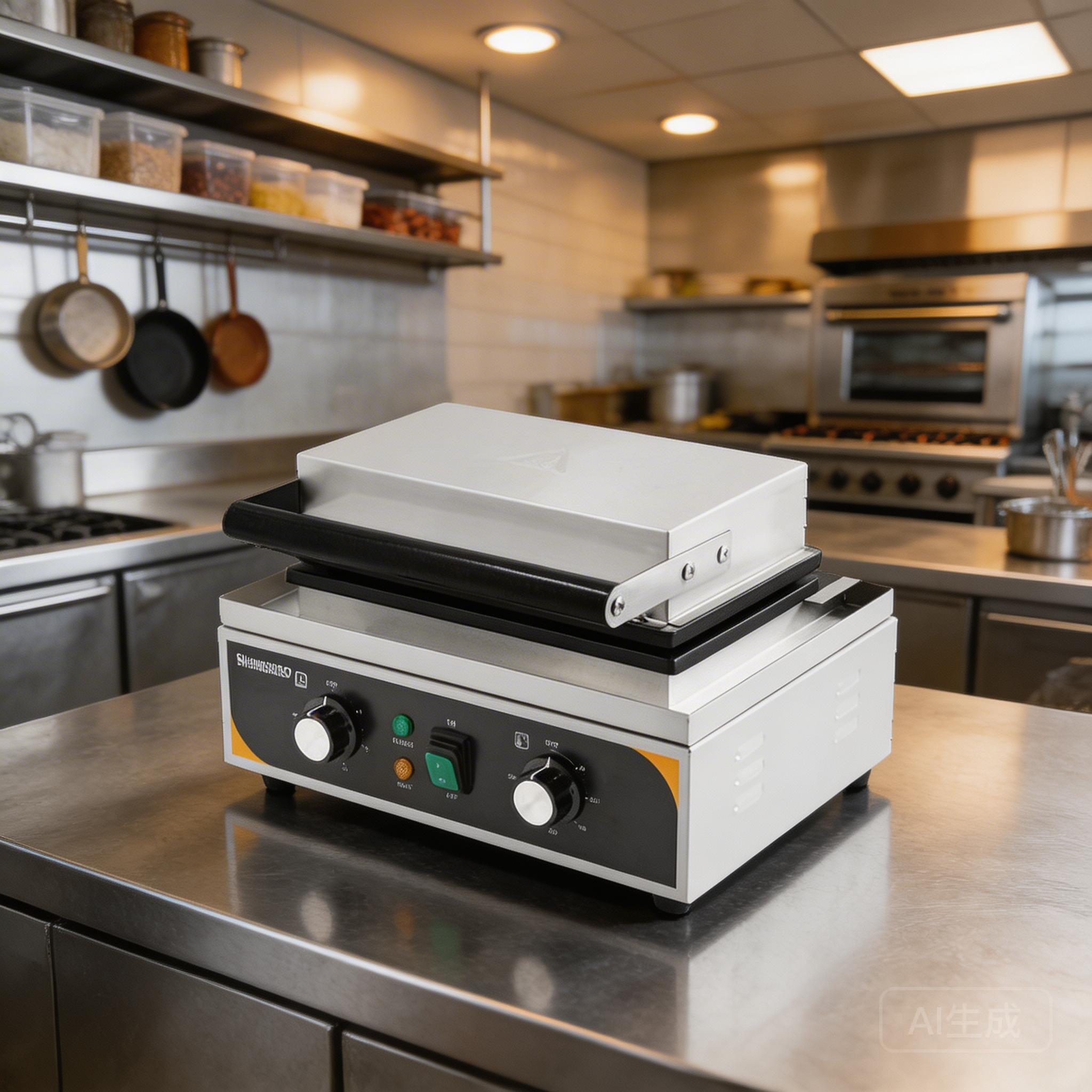Commercial Waffle Maker in a Busy Restaurant Kitchen