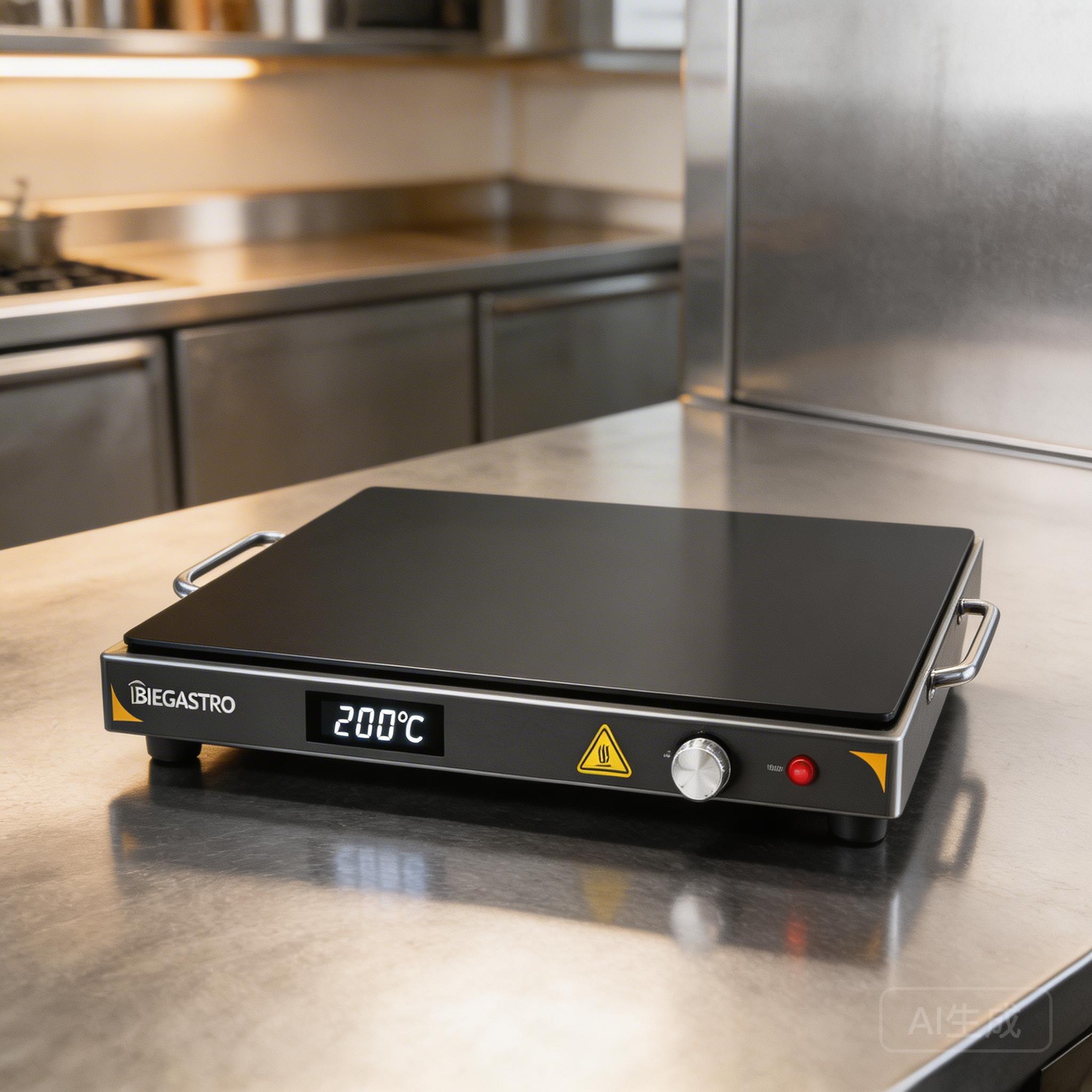 Commercial induction cooker in a restaurant kitchen setup