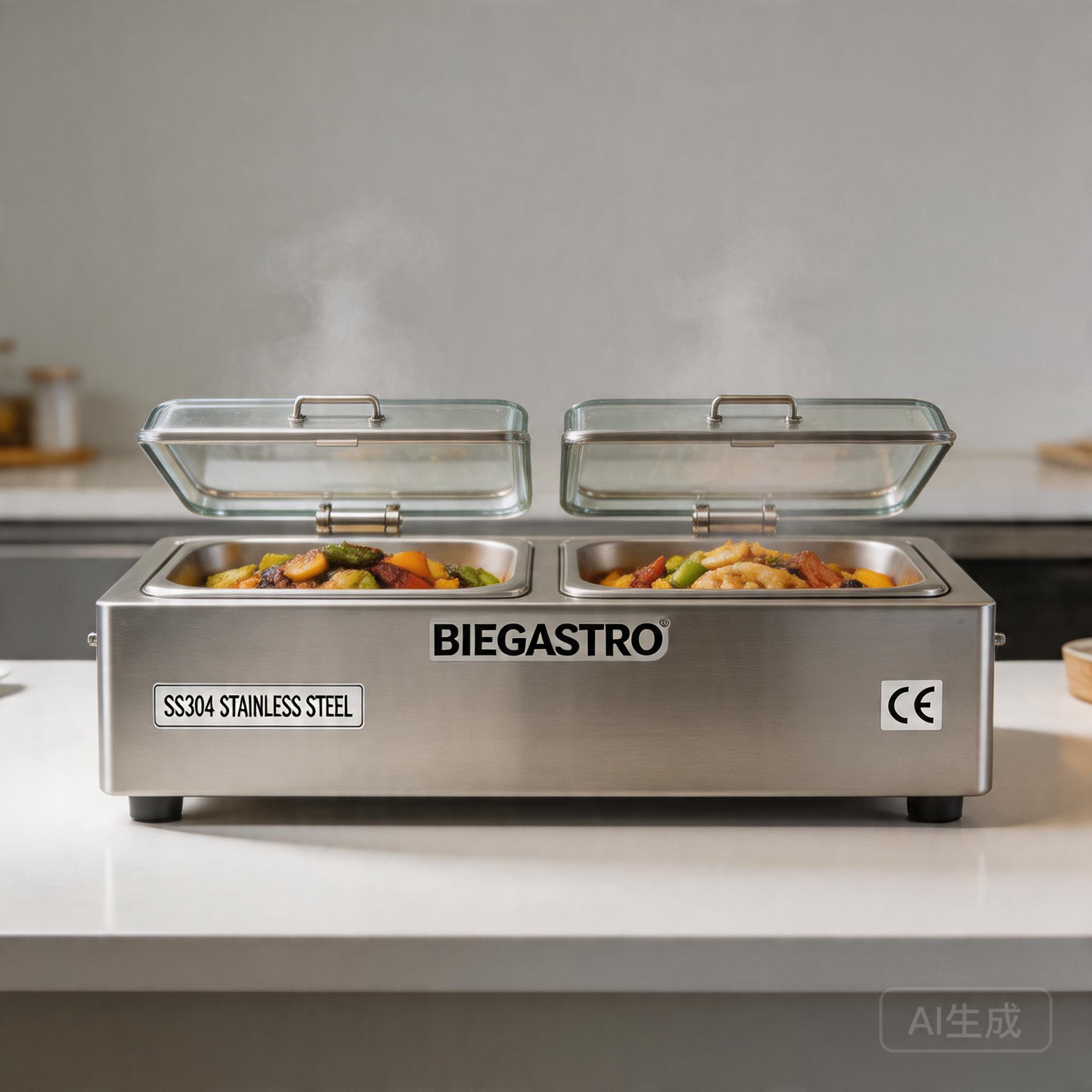Image: Biengastro commercial food display warmer with SS304 construction and multiple pots