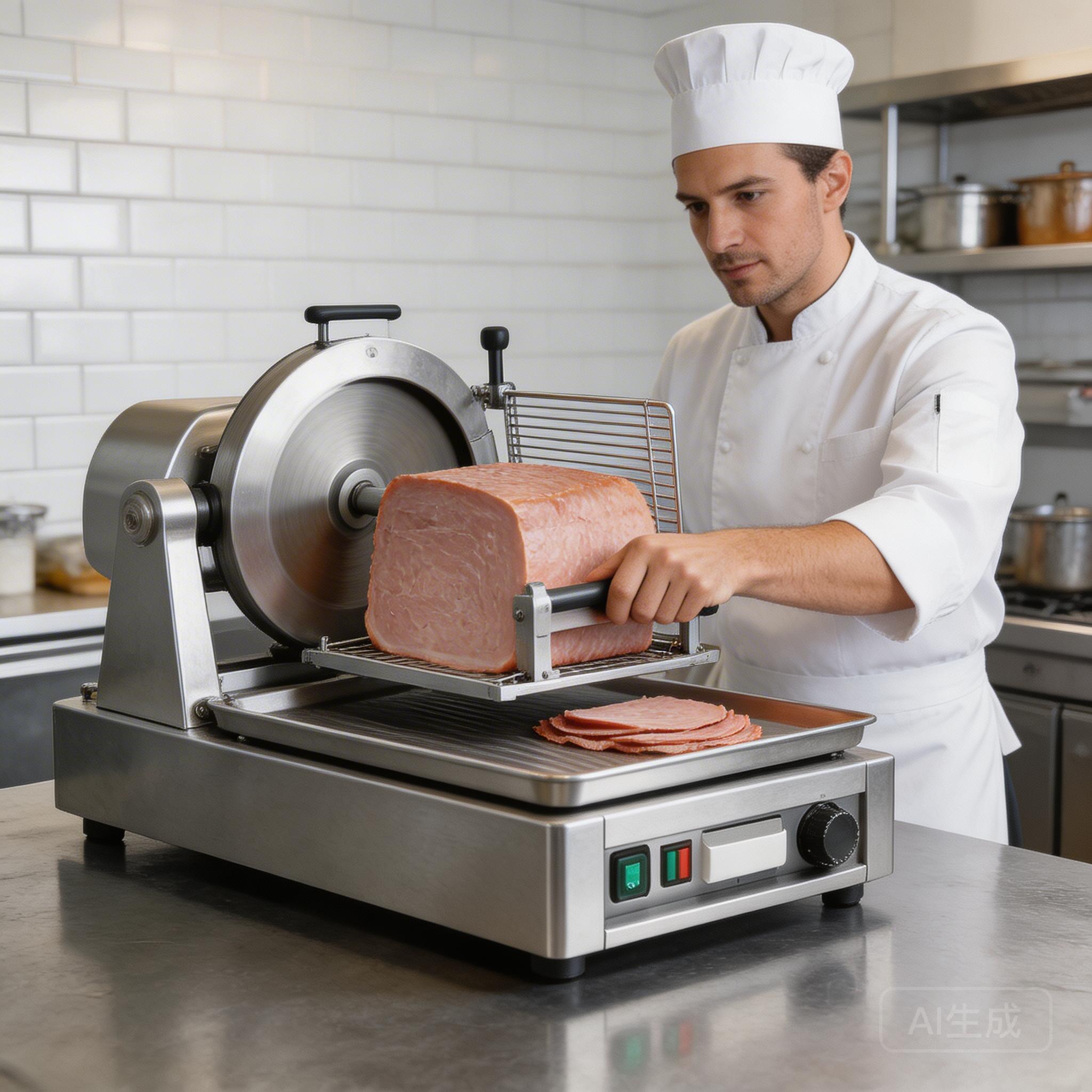 Electric Meat Slicer in a Restaurant Kitchen