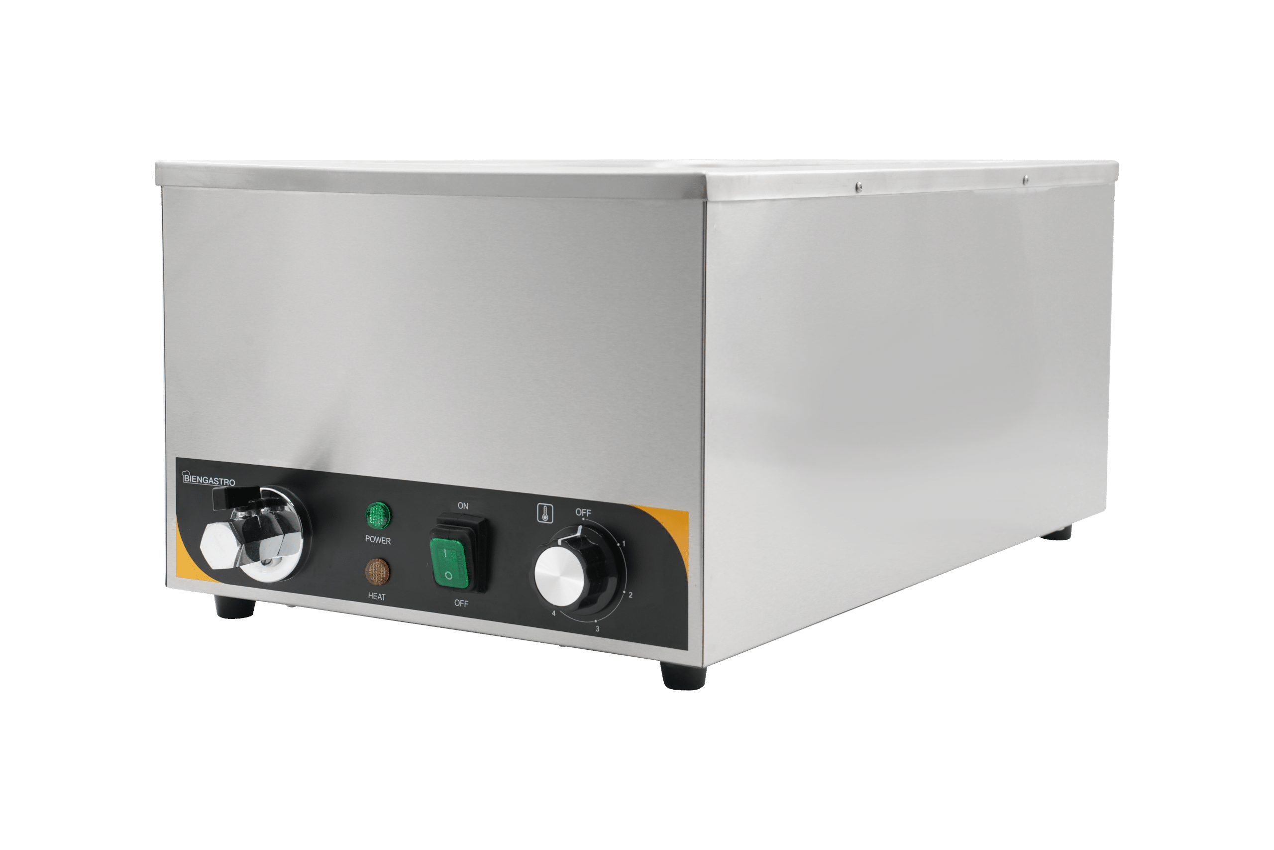 Side-by-side comparison of electric bain marie and chafing dish on a buffet table