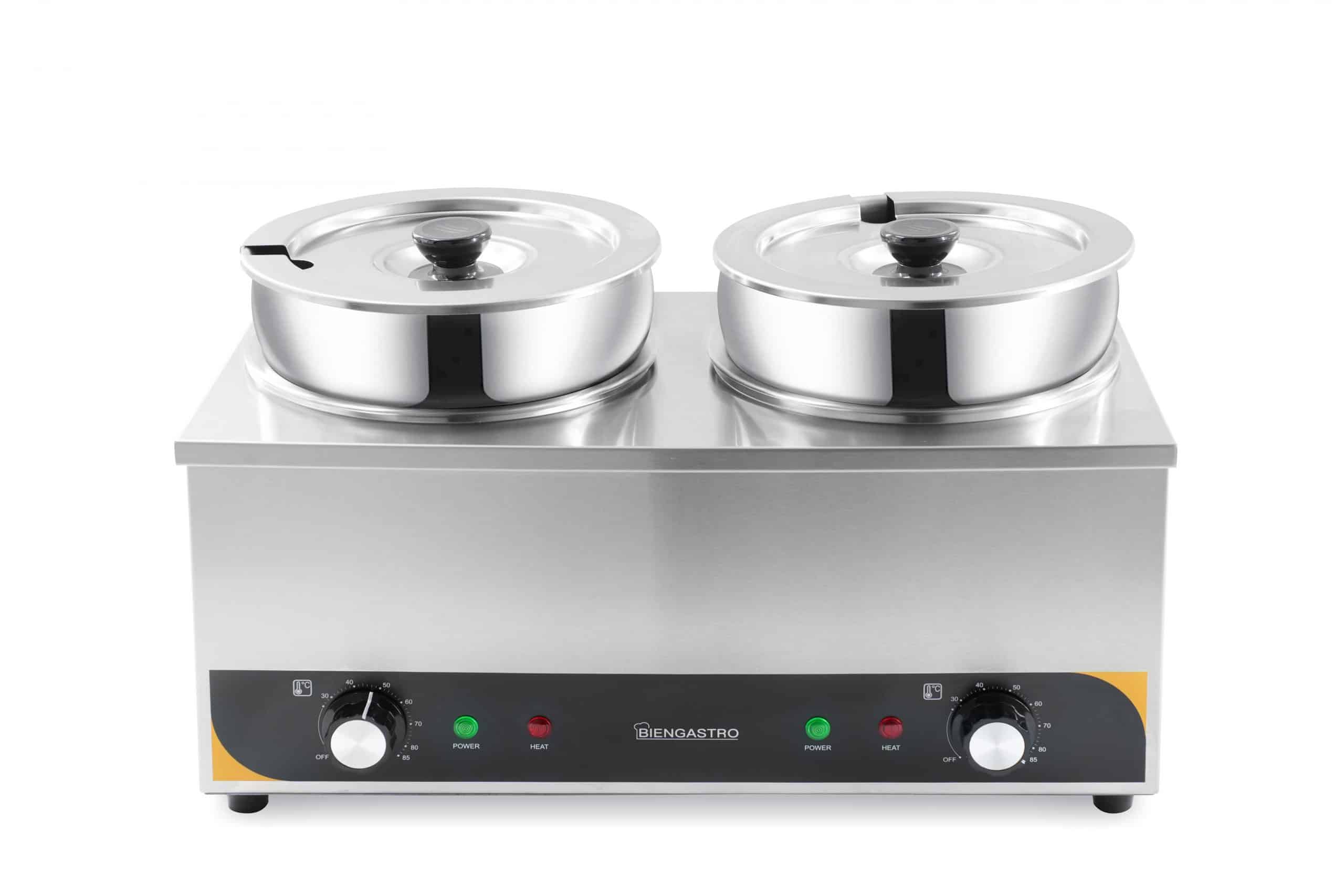 Clean and well-maintained commercial bain marie in a professional kitchen setting